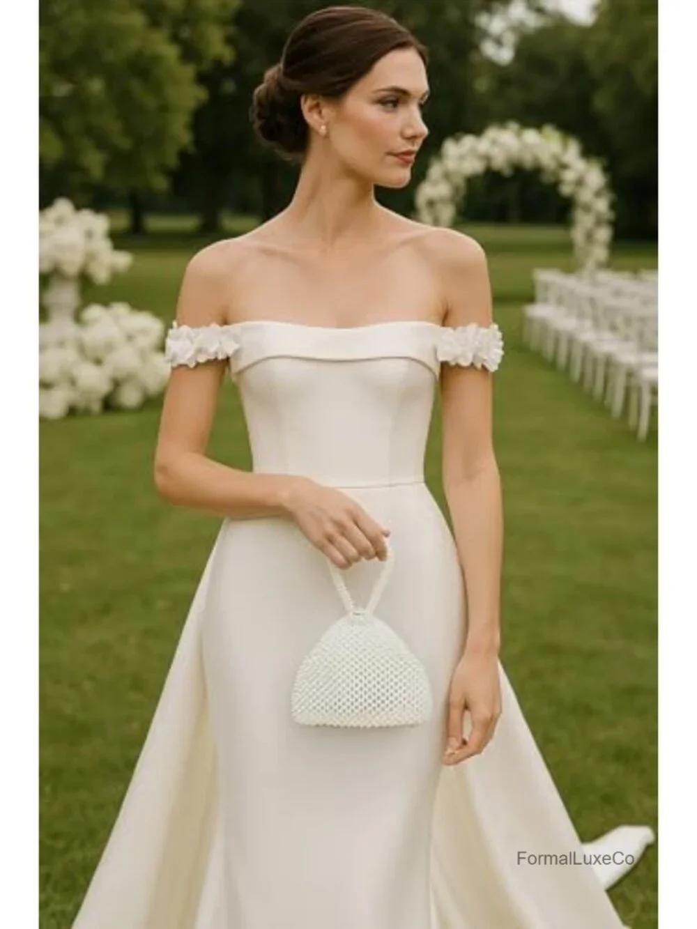 Imitation Pearl Clutch Purse Evening Bag Triangle Clasp Bridal Party Prom
